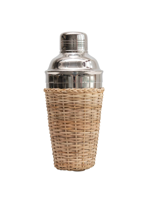 Stainless Steel Cocktail Shaker with Rattan Sleeve