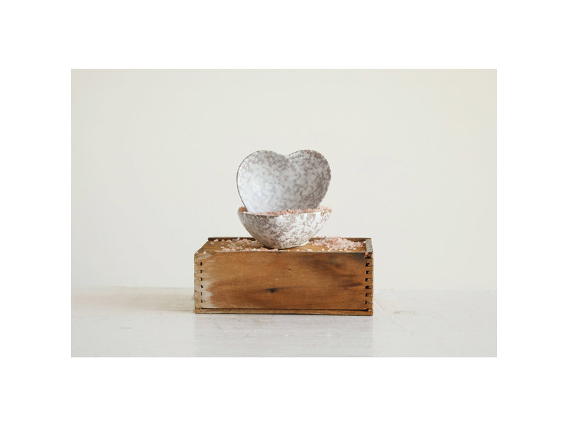 Creative Co-OP Stoneware Heart Dish