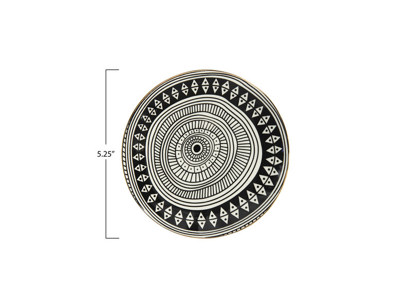 Creative Co-OP Stoneware Plate, Black & White (4 styles)