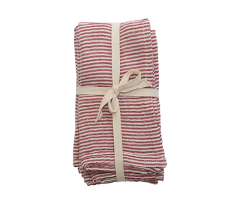 Cotton Napkins with Red & White Stripes, Set of 4