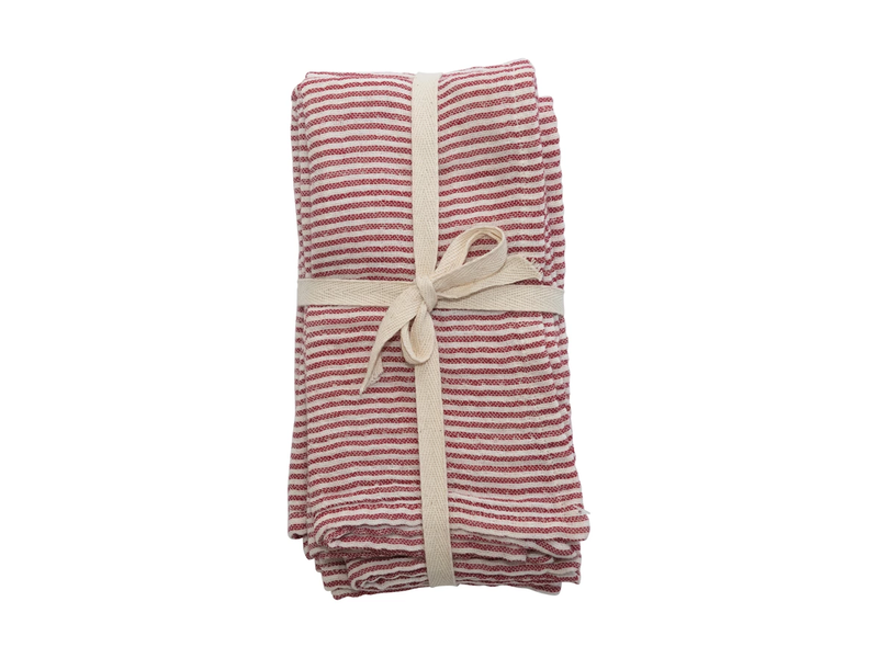 Creative Co-OP Cotton Napkins with Red & White Stripes, Set of 4