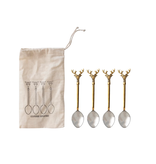 Creative Co-OP Stainless Steel and Brass Spoons, Set of 4 in Bag