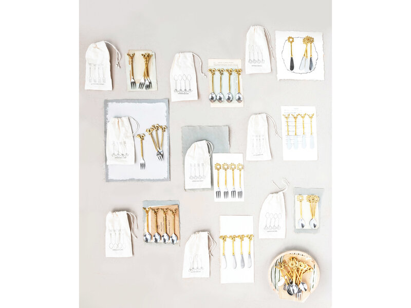 Creative Co-OP Stainless Steel and Brass Spoons, Set of 4 in Bag