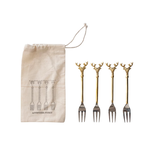 Creative Co-OP Stainless Steel and Brass Forks, Set of 4