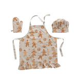 Creative Co-OP Cotton Child Apron with Gingerbread Print, Chef Hat and Hot Mitt, Set of 3
