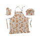 Cotton Child Apron with Gingerbread Print, Chef Hat and Hot Mitt, Set of 3