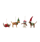 Creative Co-OP Wool Felt Dog in Holiday Outfit Ornament