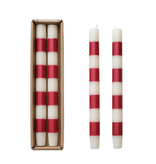 Creative Co-OP 10"H Unscented Taper Candles w/ Stripes, Set of 2