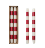 Creative Co-OP Taper Candles w/ Red & White Stripes in Box, Set of 2, 10"