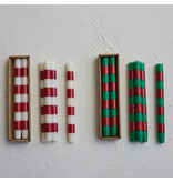 Creative Co-OP Taper Candles w/ Red & White Stripes in Box, Set of 2, 10"