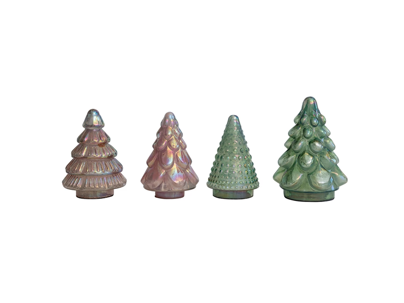 Creative Co-OP Embossed Mercury Glass Tree, 3 Styles, 4 Iridescent Colors
