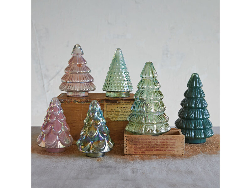 Creative Co-OP Embossed Mercury Glass Tree, 3 Styles, 4 Iridescent Colors
