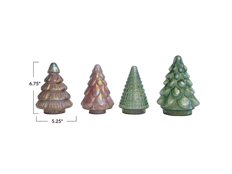 Creative Co-OP Embossed Mercury Glass Tree, 3 Styles, 4 Iridescent Colors