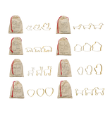 Creative Co-OP Stainless Steel Cookie Cutters in Printed Drawstring Bag, Gold Finish