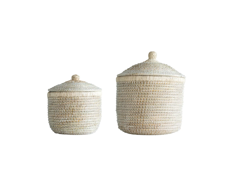 Creative Co-OP Woven Seagrass Basket with Lid, Large