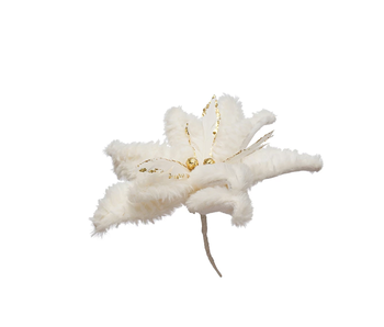 7" Round Faux Fur Poinsettia Ornament