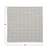Creative Co-OP 18" Square Cotton Napkins w/ Grid Pattern, Set of 4