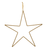 Creative Co-OP Hanging Metal & Glass Bead Star w/ Cotton Velvet Ribbon, Gold Finish, 20"x20"