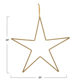 Creative Co-OP Hanging Metal & Glass Bead Star w/ Cotton Velvet Ribbon, Gold Finish, 20"x20"