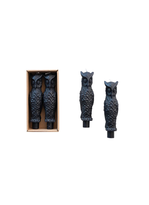 6"H Unscented Owl Taper Candles, Set of 2