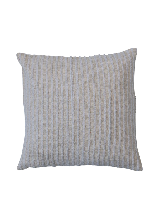 20" Square Cotton & Acrylic Pillow w/ Stripes & Gold