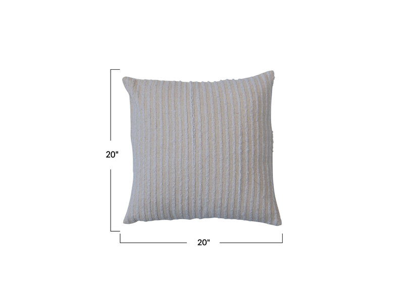 Creative Co-OP 20" Square Cotton & Acrylic Pillow w/ Stripes & Gold