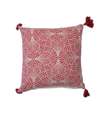 Creative Co-OP 18" Square Cotton Printed Pillow w/ Pattern & Tassels