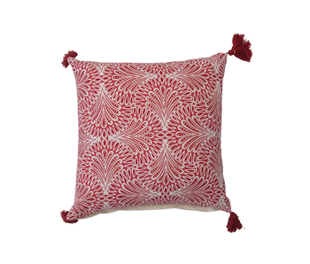 18" Square Cotton Printed Pillow w/ Pattern & Tassels