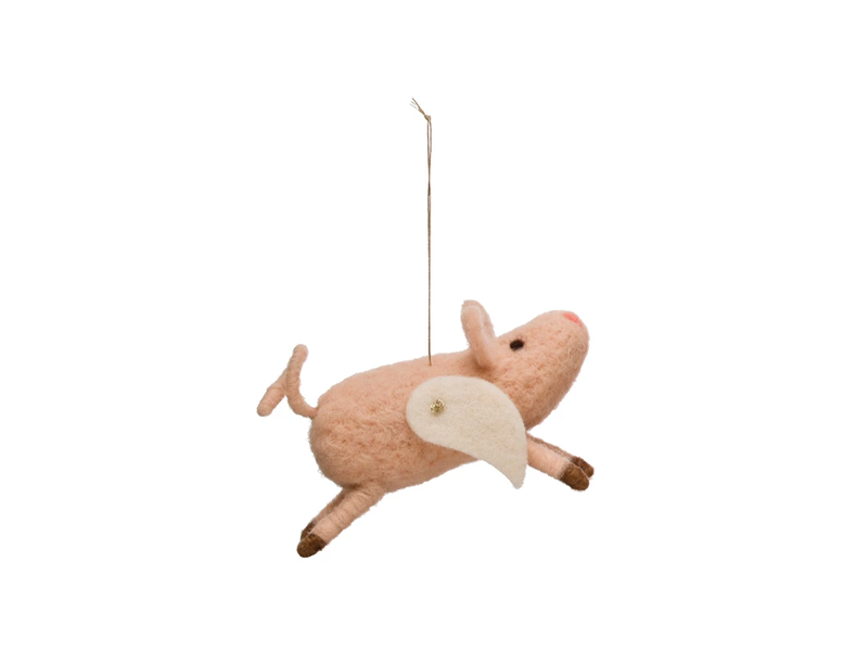 Creative Co-OP 2-3/4"H Wool Felt Flying Pig Ornament