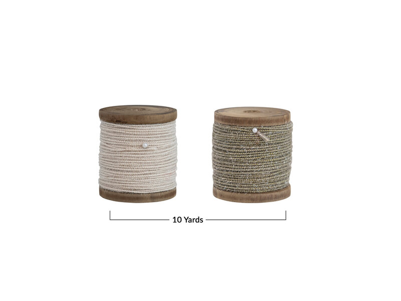 Creative Co-OP 20 Yard Cotton Cord on Wood Spool w/ Iridescent Tinsel