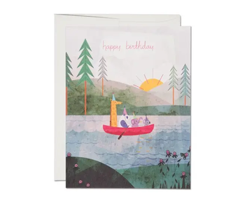 Four Canoe Birthday Greeting Card