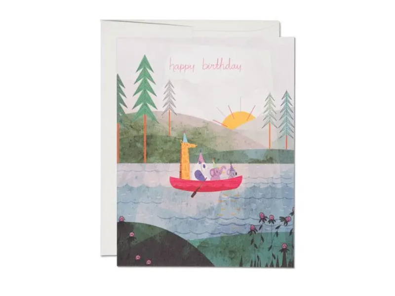 Red Cap Cards Four Canoe Birthday Greeting Card
