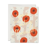 Red Cap Cards Wedding Poppies Card