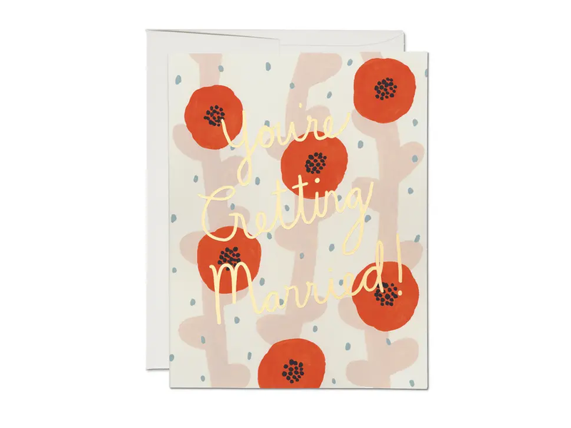 Red Cap Cards Wedding Poppies Card