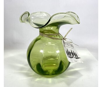 Hibiscus Glass Dark Green Bud Vase
