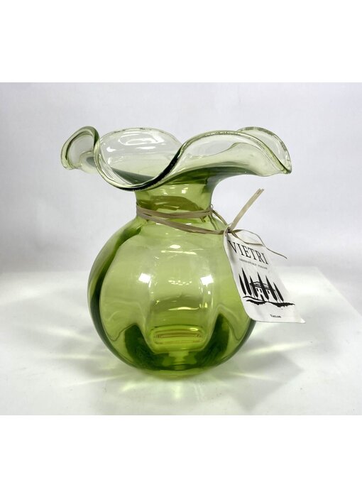 Hibiscus Glass Dark Green Bud Vase