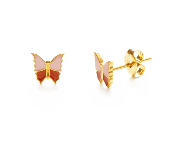 Spring Butterfly Stud Earrings Pink and Orange