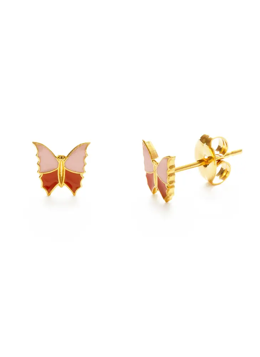 Spring Butterfly Stud Earrings Pink and Orange