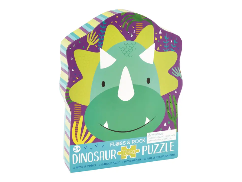 Floss and Rock Dinosaur 12pc Shaped Jigsaw Puzzle