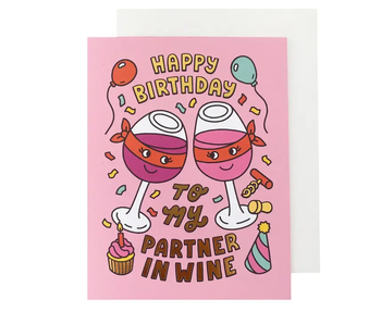 Partner in Wine Birthday Card