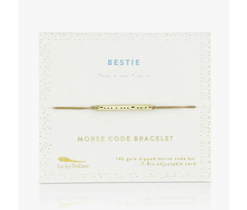 Morse Code Bar Bracelet - BESTIE - Gold