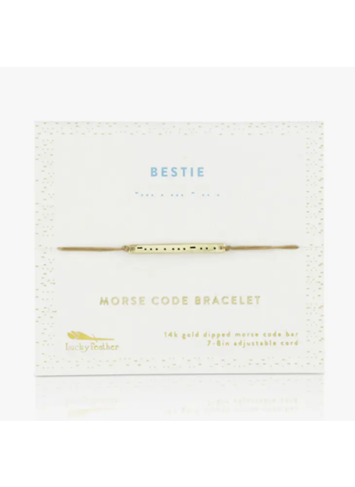 Morse Code Bar Bracelet - BESTIE - Gold