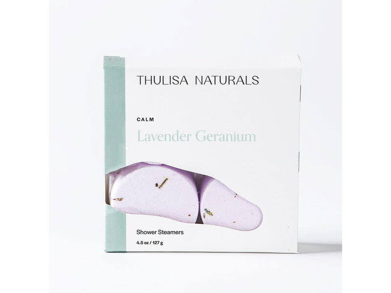 Thulisa Naturals | Bath + Body Lavender Geranium Shower Steamers | 4 Pack Gift Set