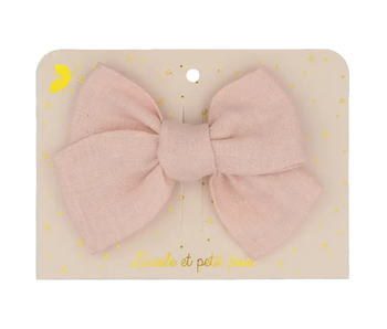 Princess big bow hair clip - Pink linen