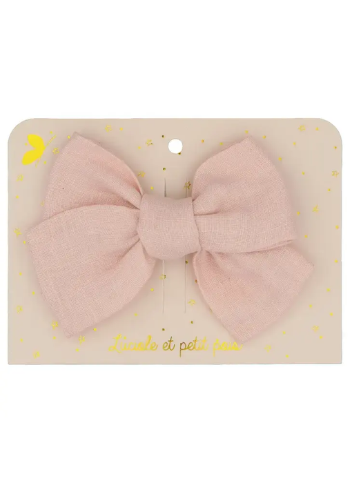 Princess big bow hair clip - Pink linen