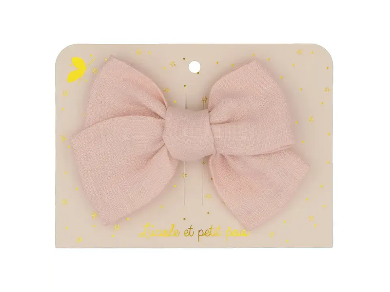 Luciole et Petit Pois Princess big bow hair clip - Pink linen