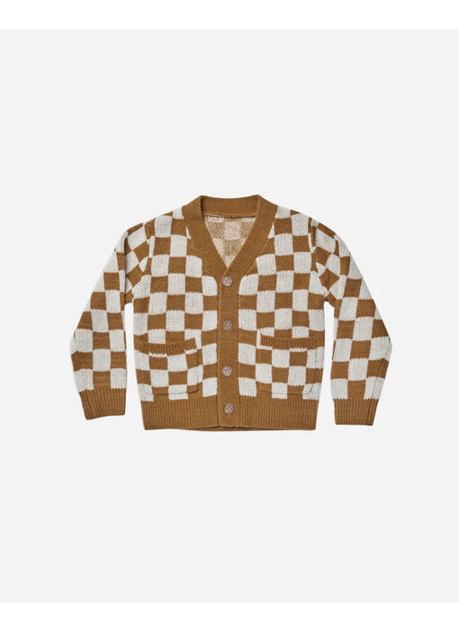 Checkerboard Button Cardigan