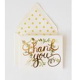 The First Snow Thank You with Flowers Greeting Card