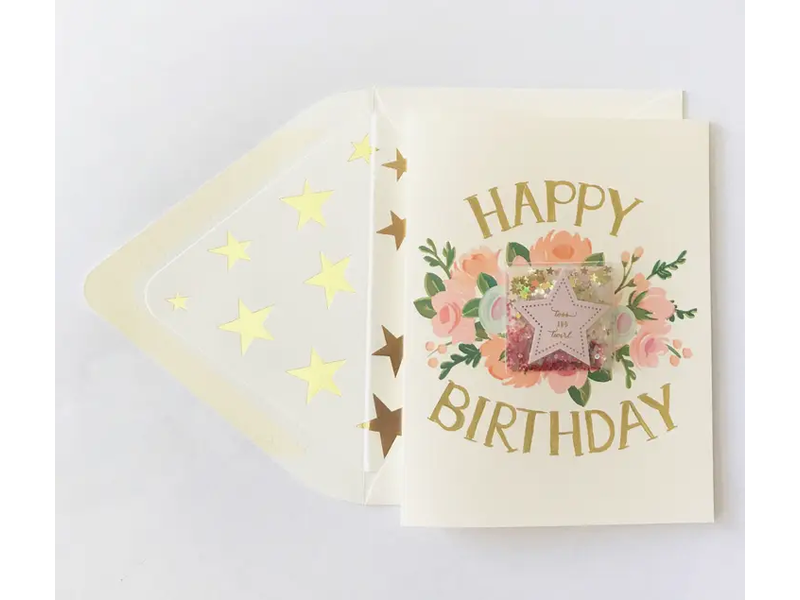 The First Snow Toss & Twirl Glitter Happy Birthday Greeting Card
