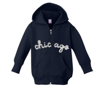 Navy hoodie w/ "Chicago" white thread